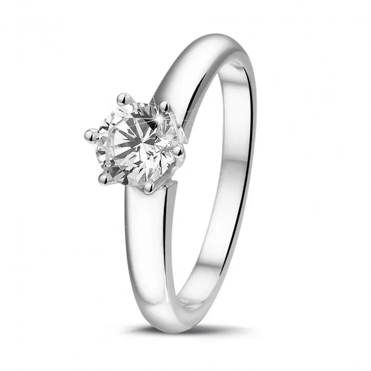 0.70 quilates anillo solitario diamante con 6 grapas en platino 