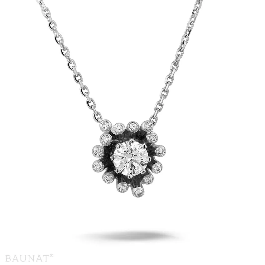 0.75 quilates colgante diamante diseño en oro blanco 