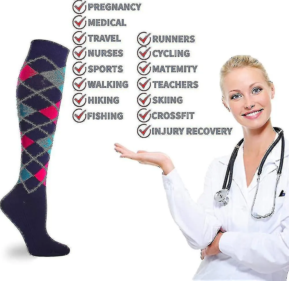 7 PARES CALCETINES DE COMPRESIóN UNISEX 2030MMHG CALCETINAS ALTAS COMPATIBLES CON DEPORTES