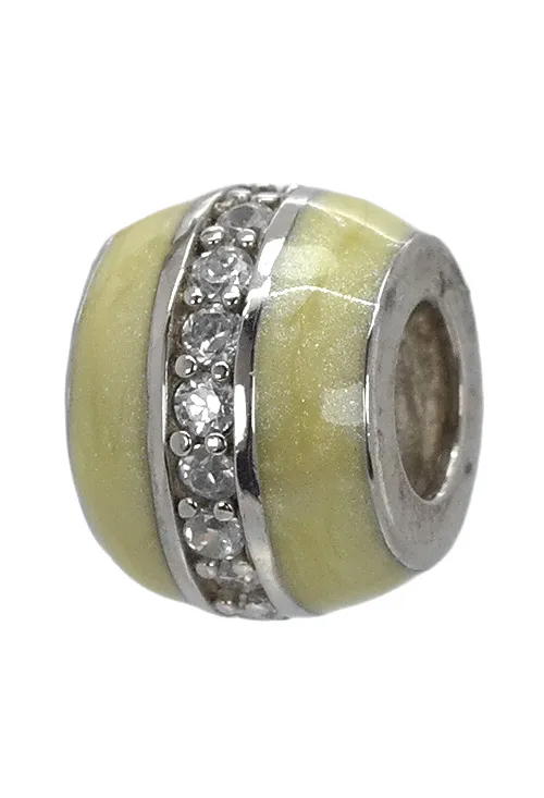 ABALORIO DE PLATA DE LEY ESMALTE BLANCO Y CIRCONITAS 015_372