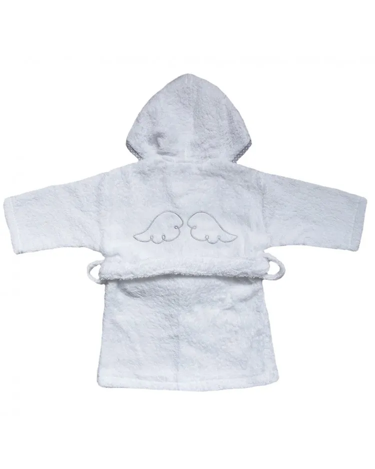 Albornoz con alas de angel para niños con el nombre bordado