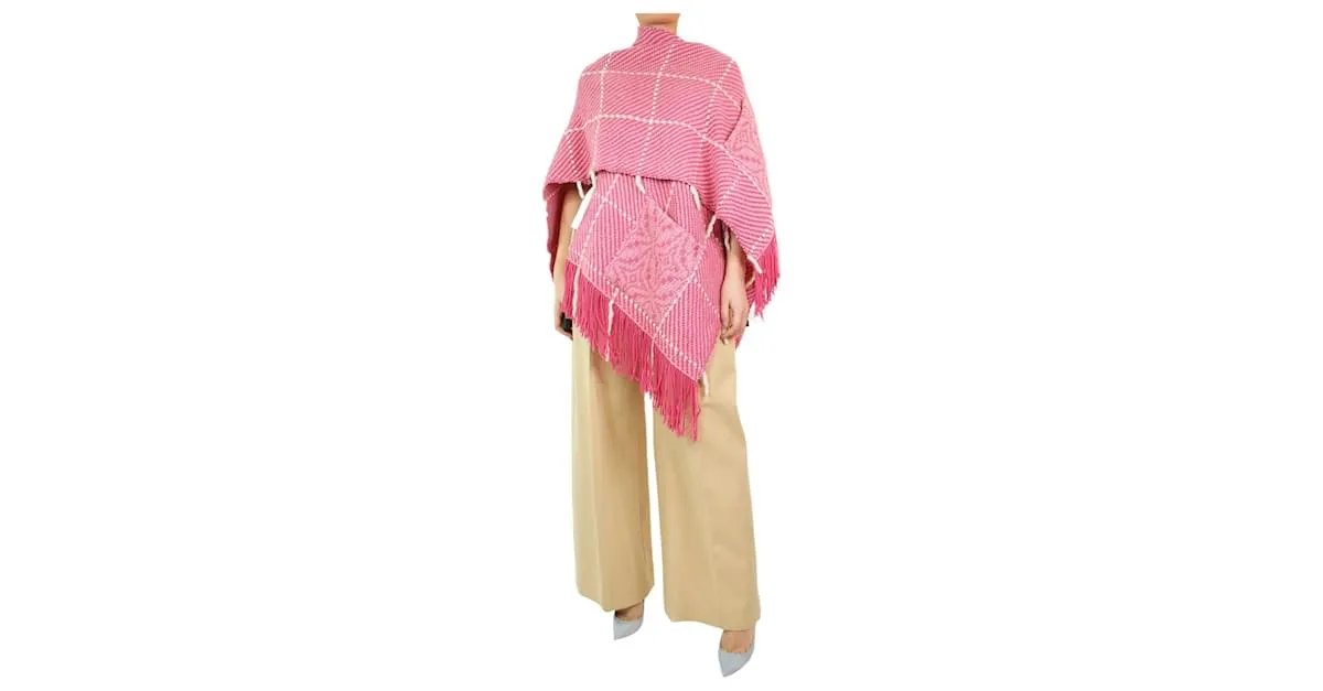 AUTRE MARQUE CAPA DE PUNTO ROSA CON FLECOS  TALLA úNICA 