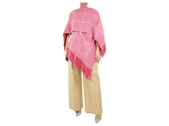 AUTRE MARQUE CAPA DE PUNTO ROSA CON FLECOS  TALLA úNICA 