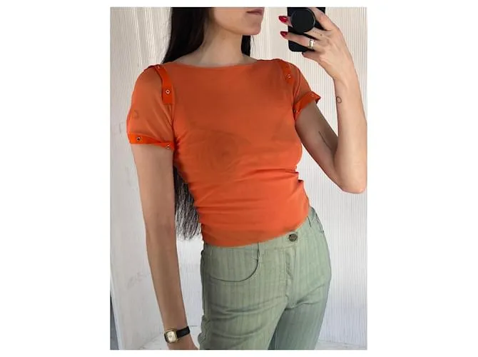 Autre Marque Top de malla naranja con capa forrada Extyn 