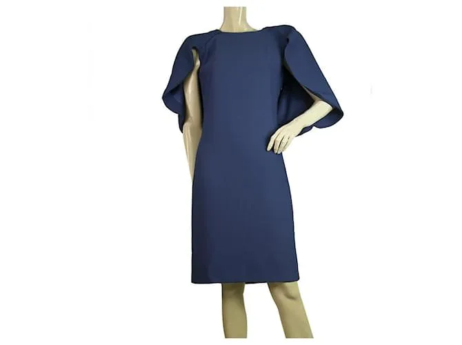 Autre Marque Vrettos Vrettakos Vestido azul de capa sin mangas hasta la rodilla 