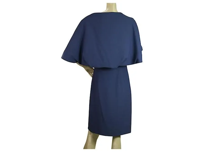 Autre Marque Vrettos Vrettakos Vestido azul de capa sin mangas hasta la rodilla 