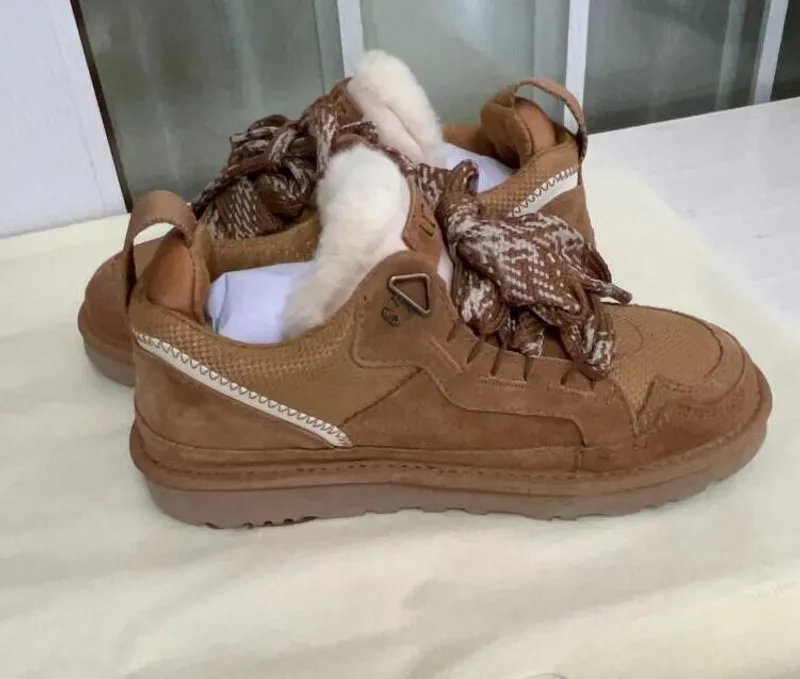 Autumn Winter Low Mel Botas informales zapatos Mujeres botas de nieve Top acogedor de piel de oveja Venta de Sport Botas casuale