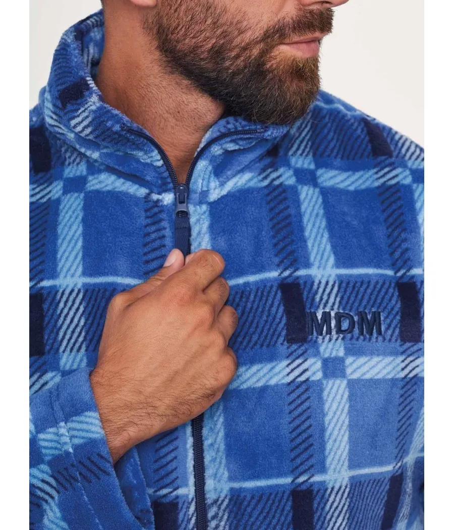 Bata corta invierno hombre Muydemi cuadros azul bolsillos coralina tallas grandes