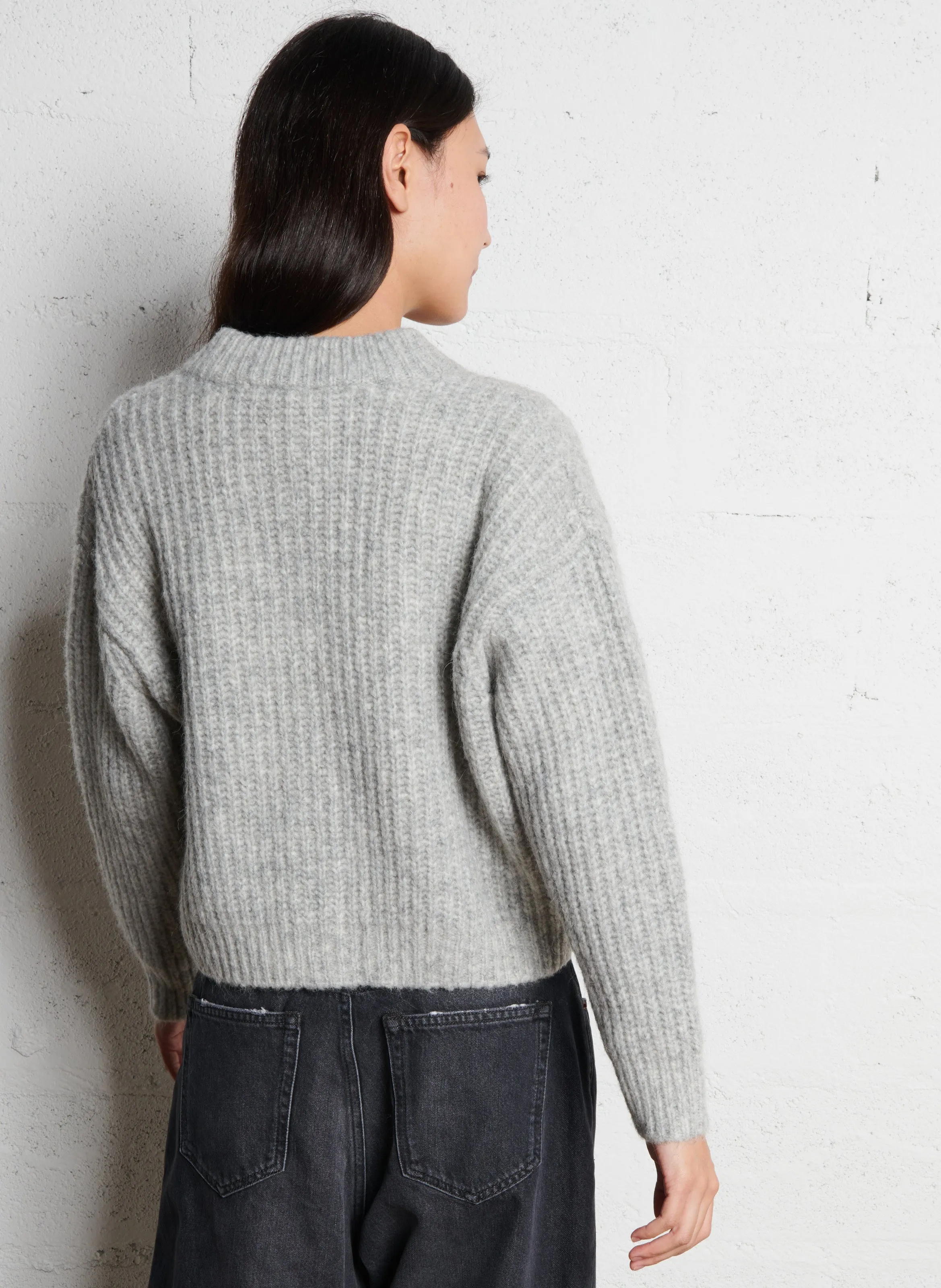 BELLEROSE ADYKA  CáRDIGAN DE MEZCLA DE LANA CON CUELLO REDONDO EN GRIS