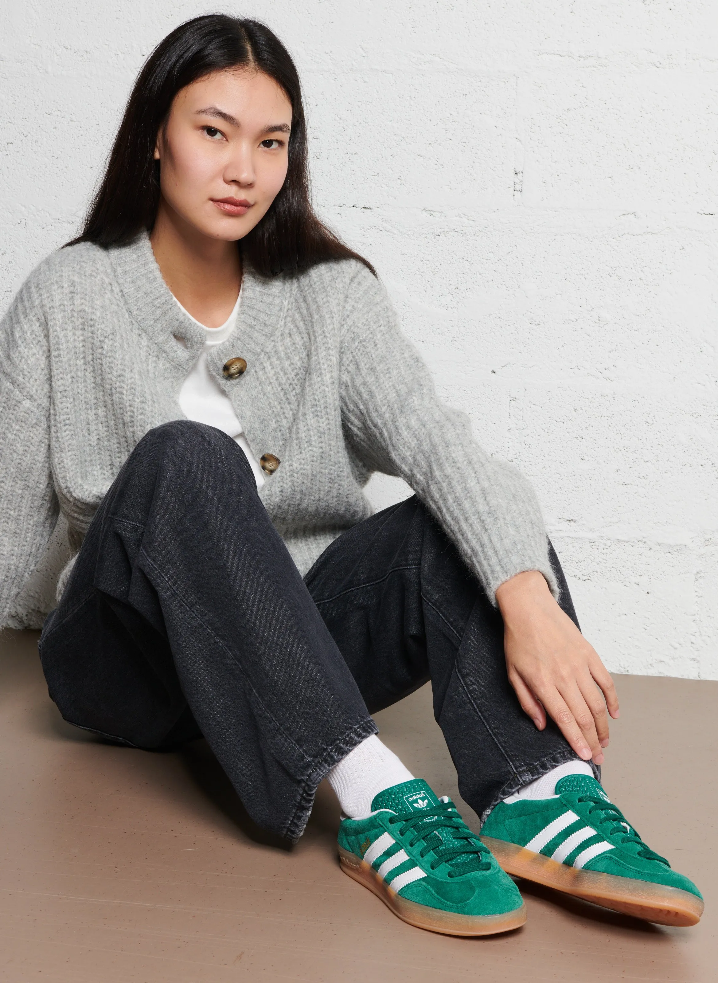 BELLEROSE ADYKA  CáRDIGAN DE MEZCLA DE LANA CON CUELLO REDONDO EN GRIS