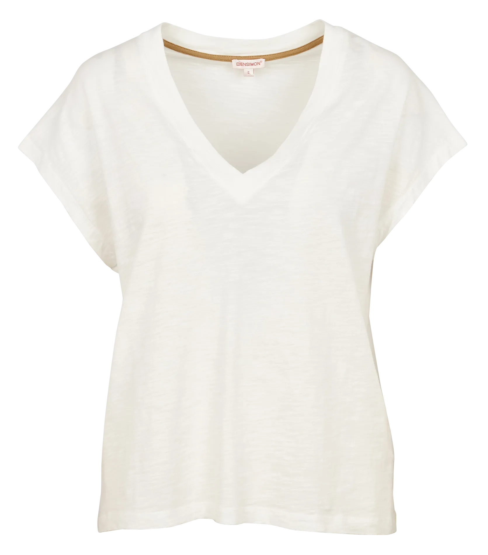 BENSIMON LUCIA  CAMISETA RECTA DE ALGODóN CON CUELLO DE PICO EN BLANCO