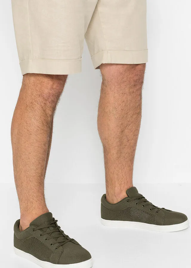 BERMUDAS ELáSTICAS DE MEZCLA DE LINO, CORTE REGULAR BEIGEARENA
