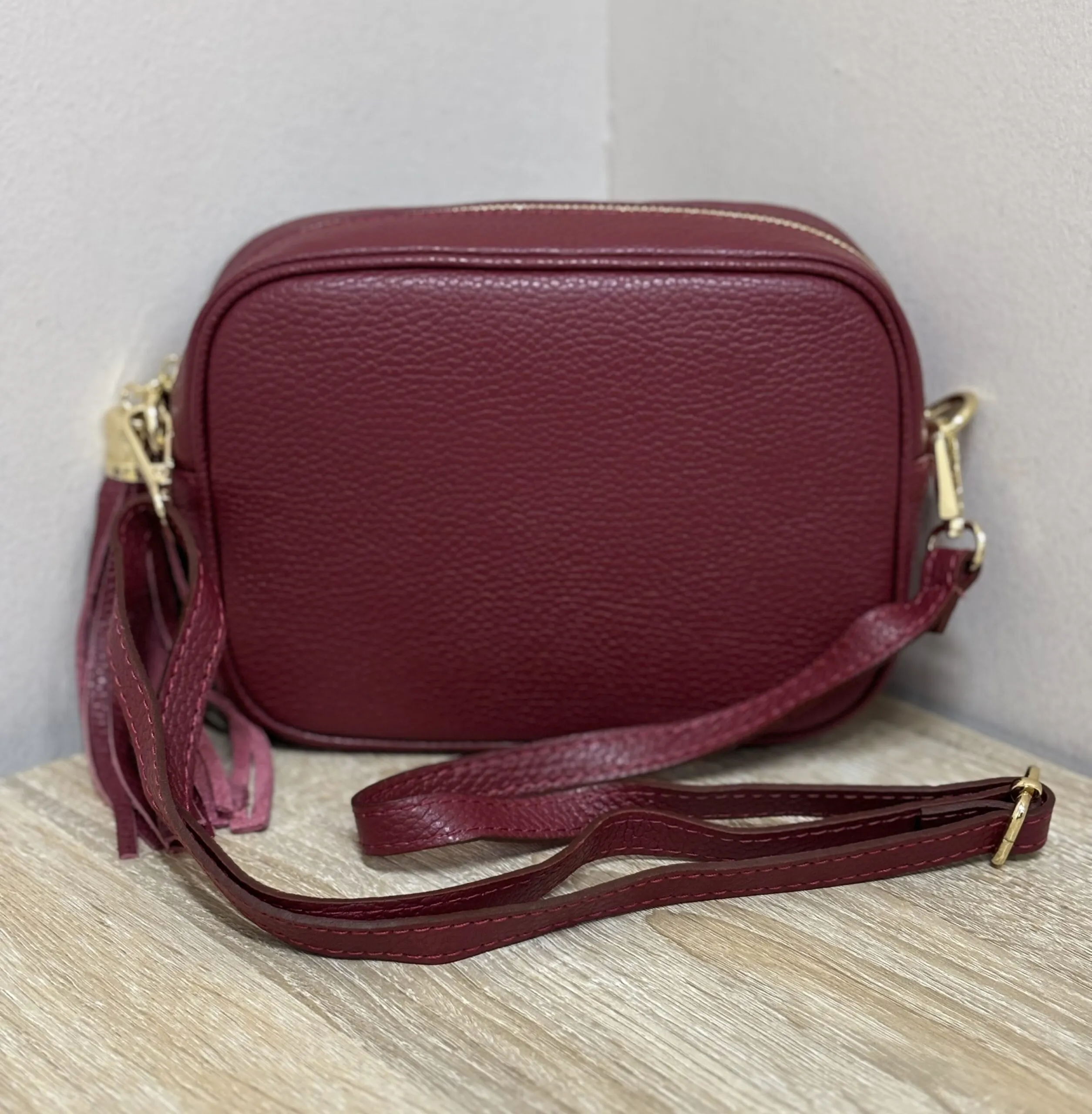 Bolso Bandolera Piel Granate