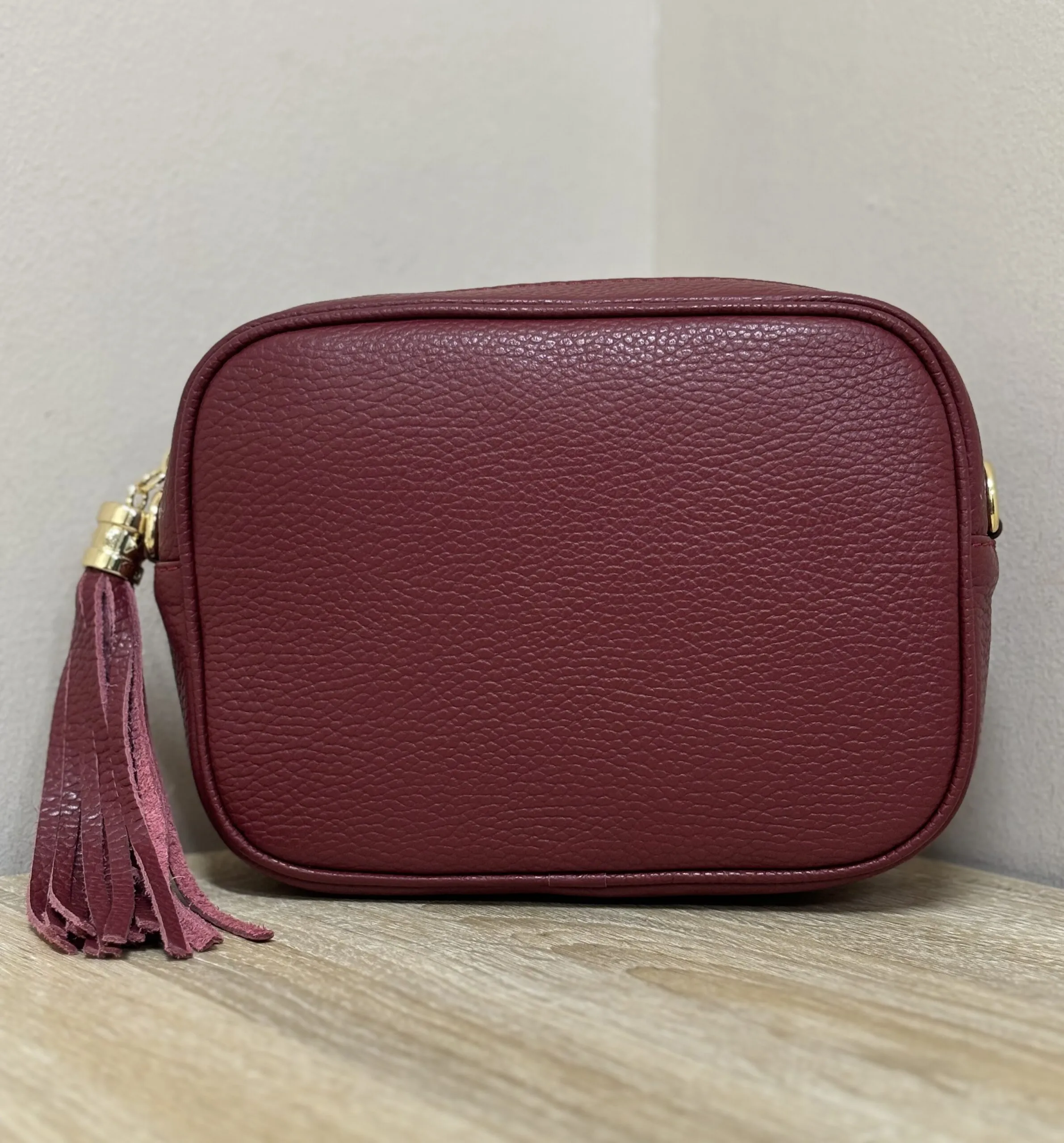 Bolso Bandolera Piel Granate