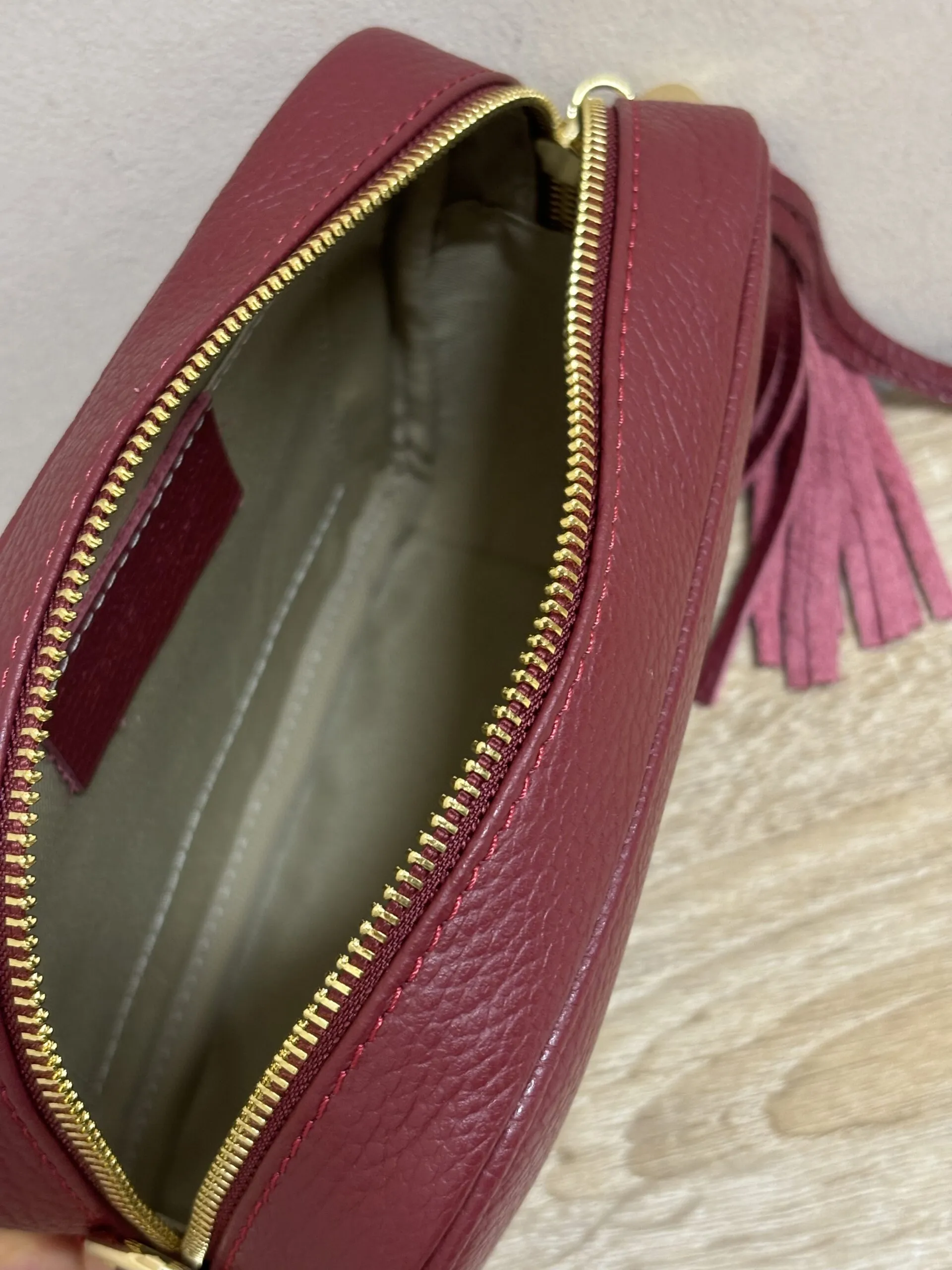 Bolso Bandolera Piel Granate
