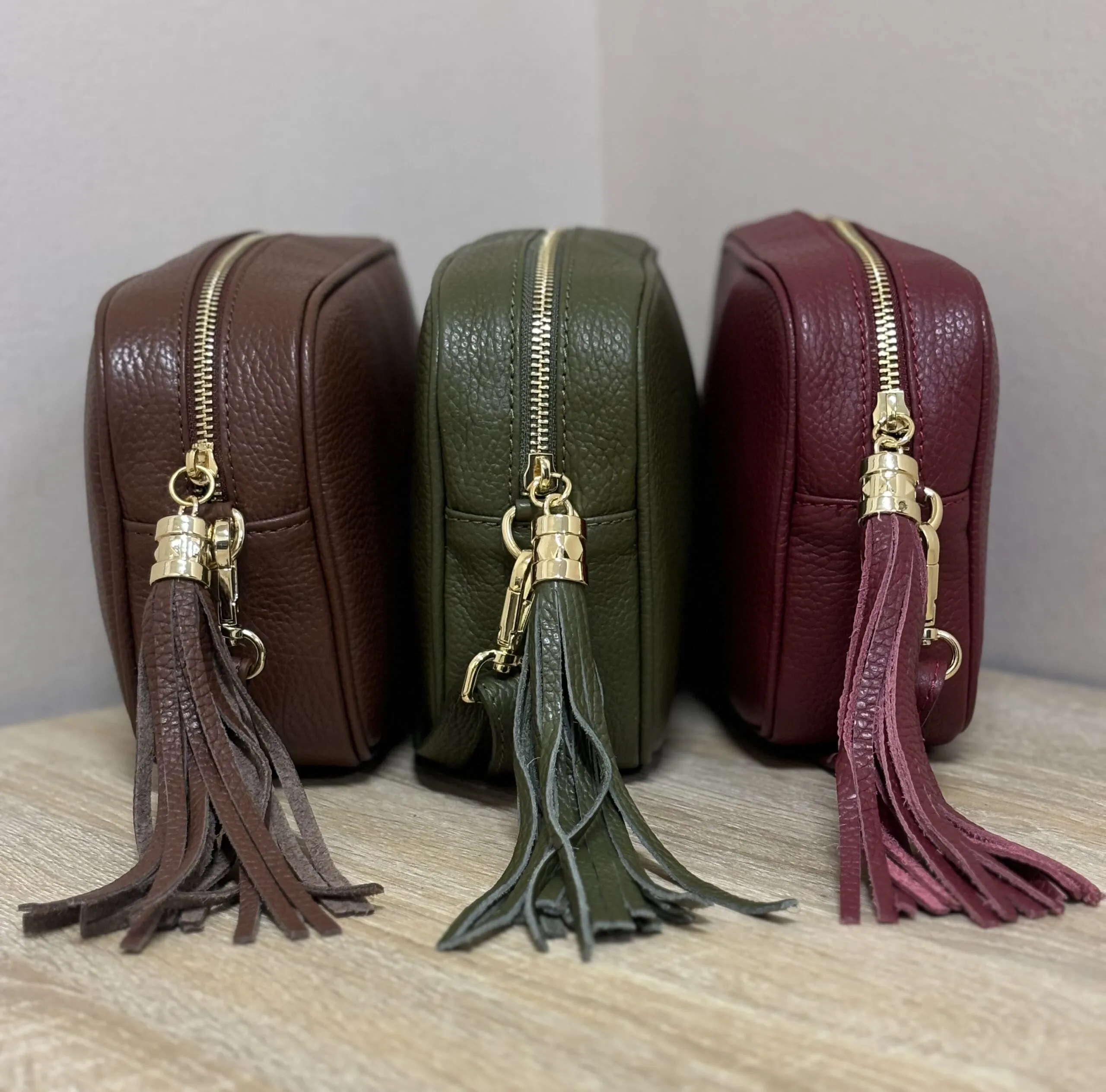 Bolso Bandolera Piel Granate