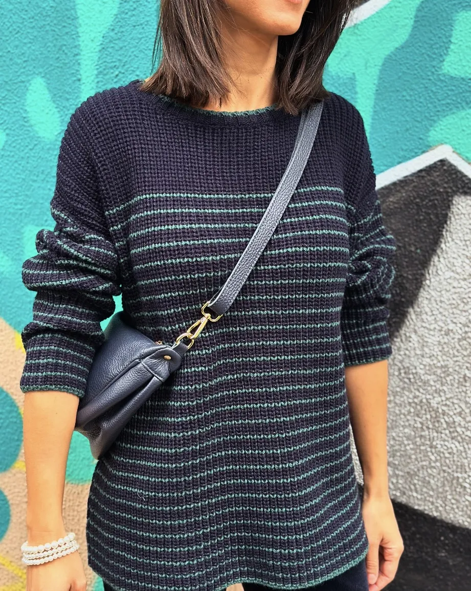 Bolso Media Luna Piel Marino