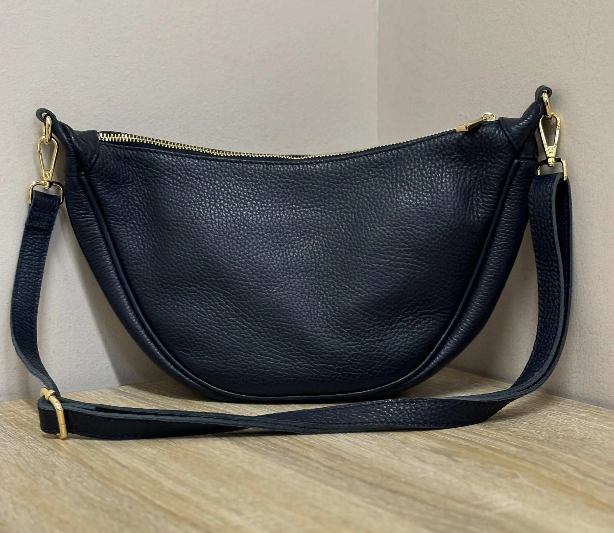 Bolso Media Luna Piel Marino