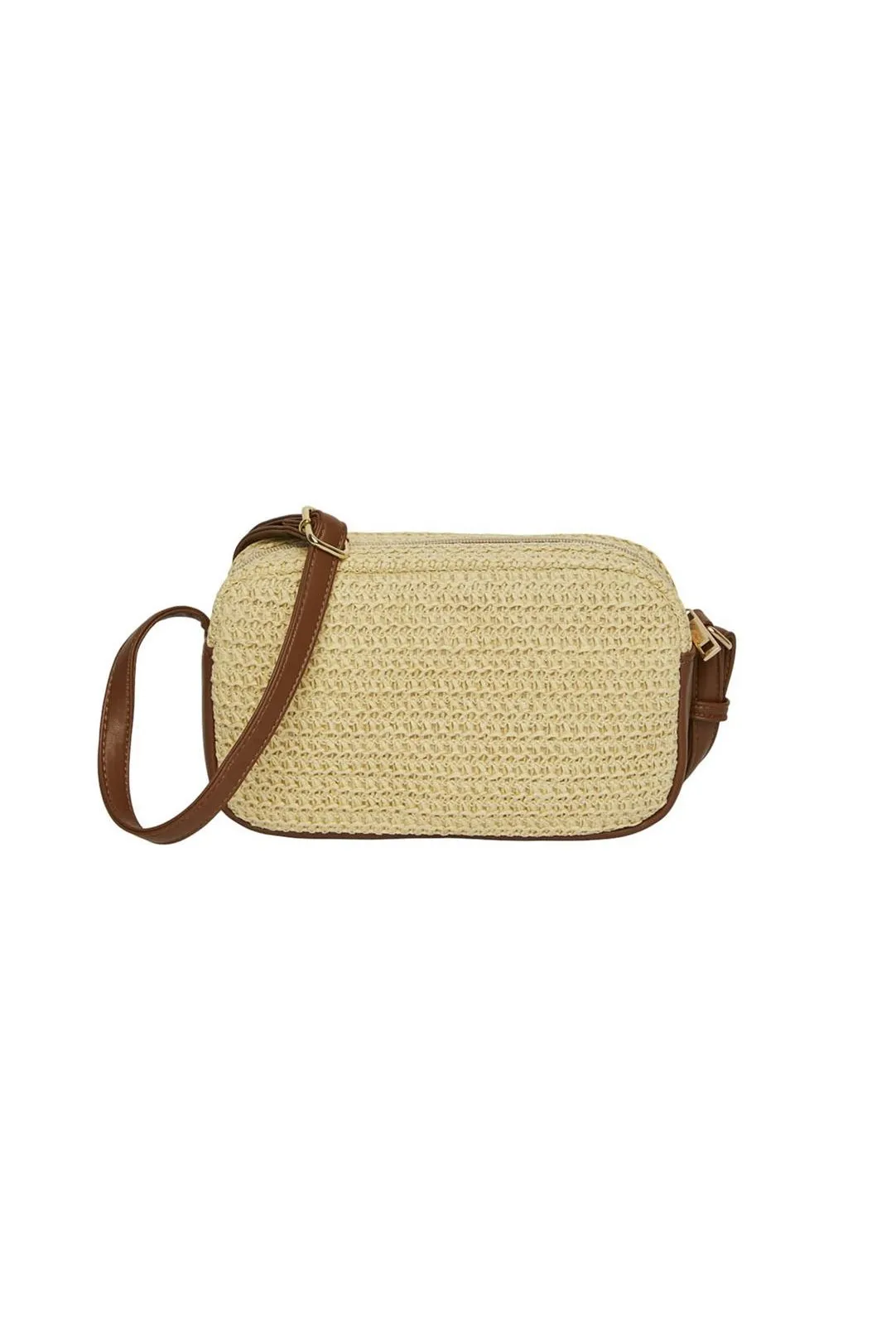 BOLSO RAFIA CON CUERO PCANITA NATURE
