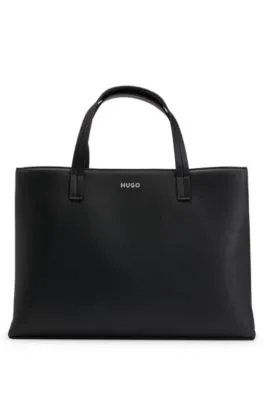 Bolso tote de piel sintética granulada con correa de la marca