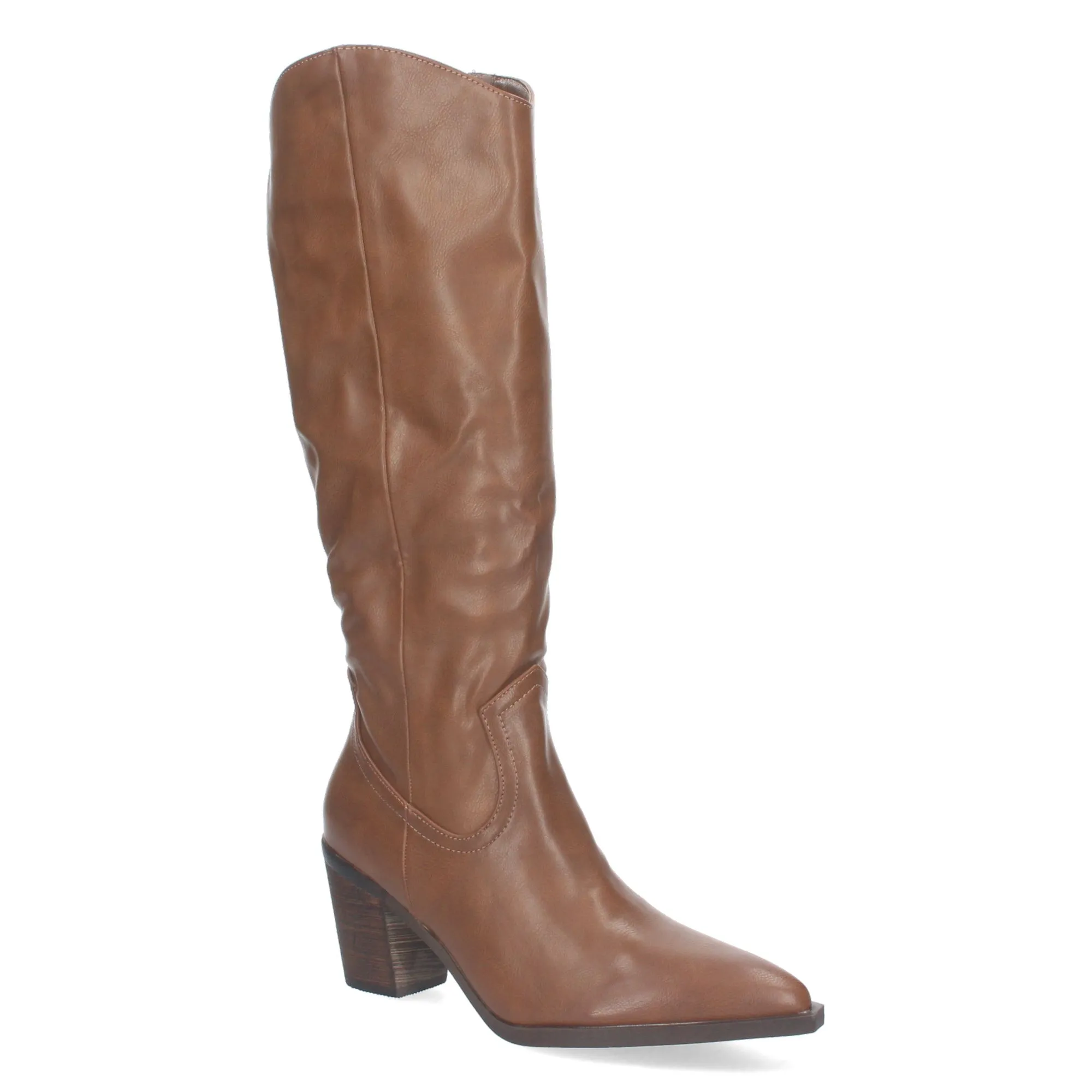 Botas altas tacón medio cómodo y punta fina mujer color kaki