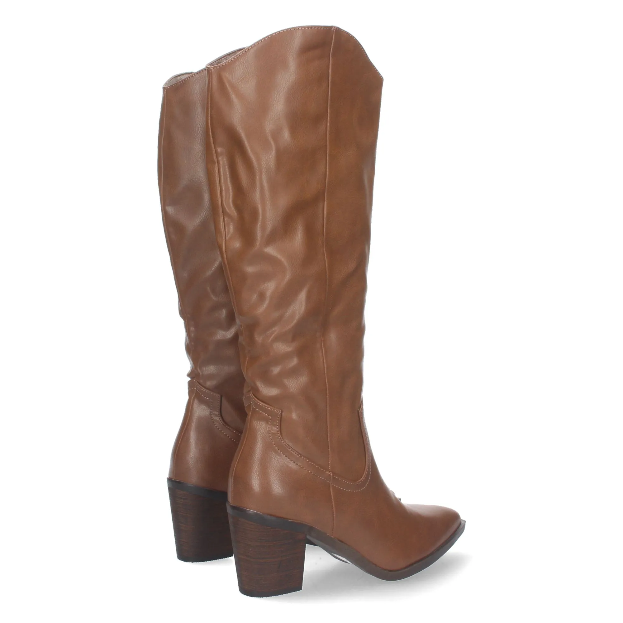 Botas altas tacón medio cómodo y punta fina mujer color kaki