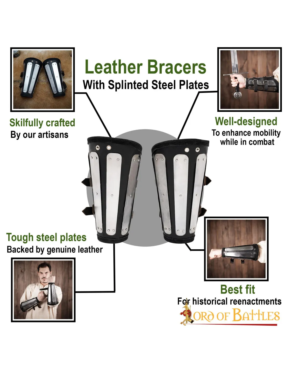 Brazaletes de cuero con protecciones de metal, S. XIV