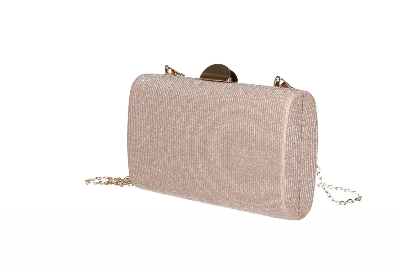 Caja Brillos Rosa Cierre Semicirculo Metal Oro