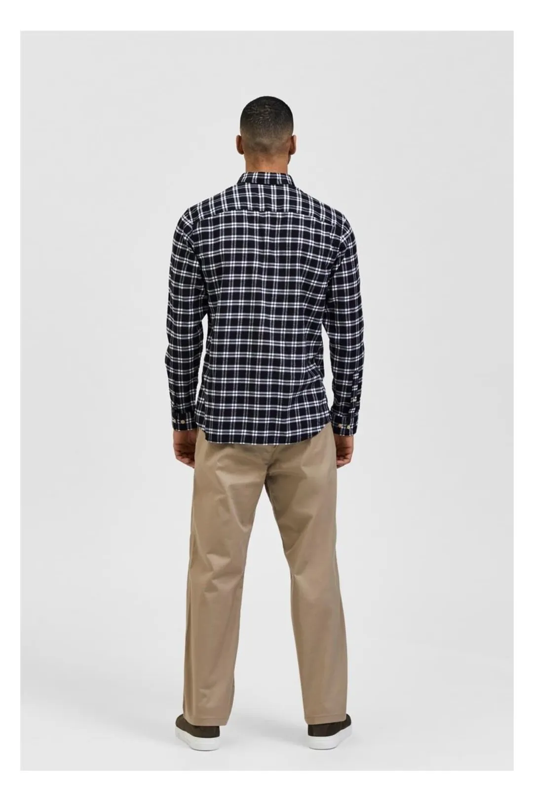 Camisa cuadros hombre slim negro