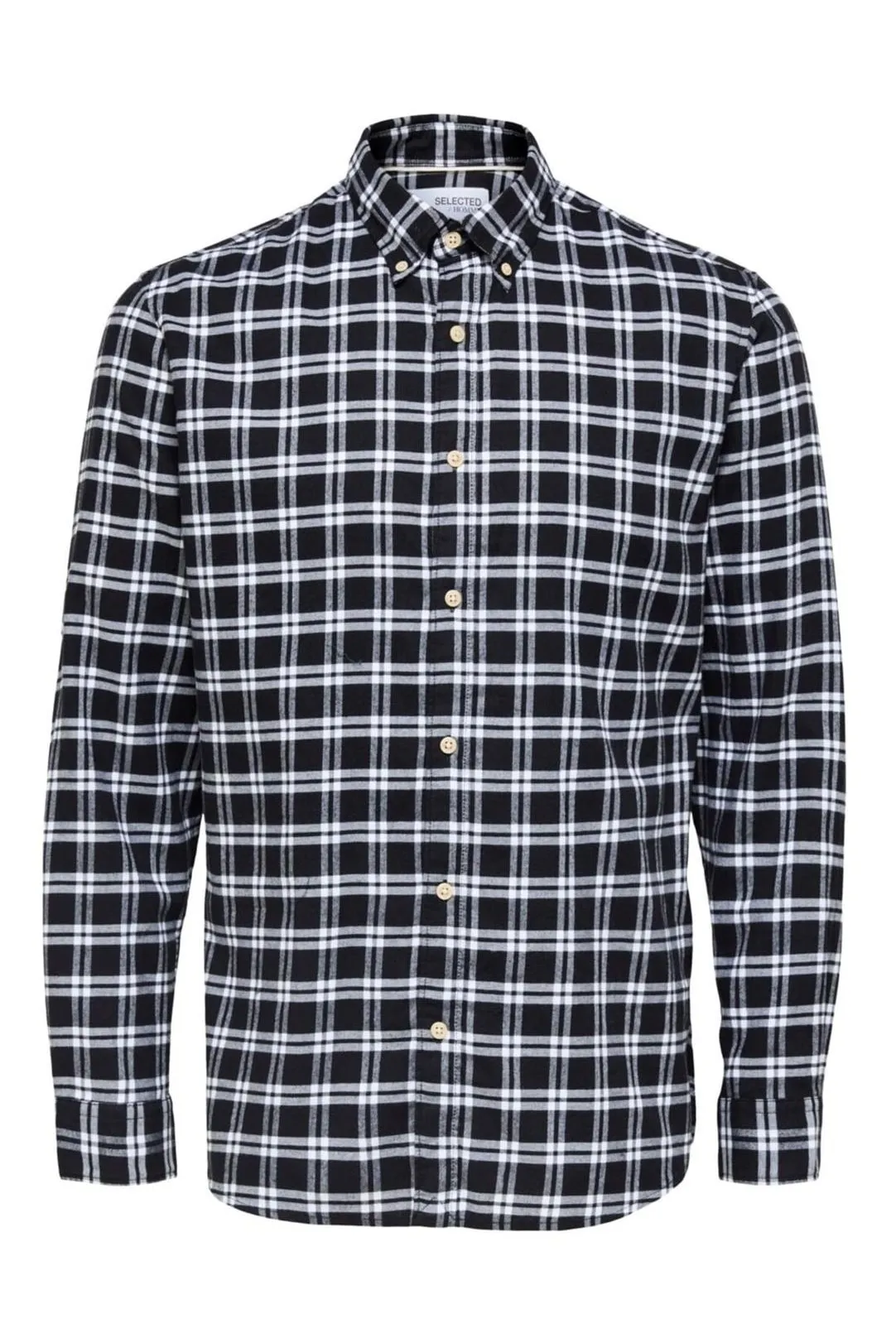 Camisa cuadros hombre slim negro