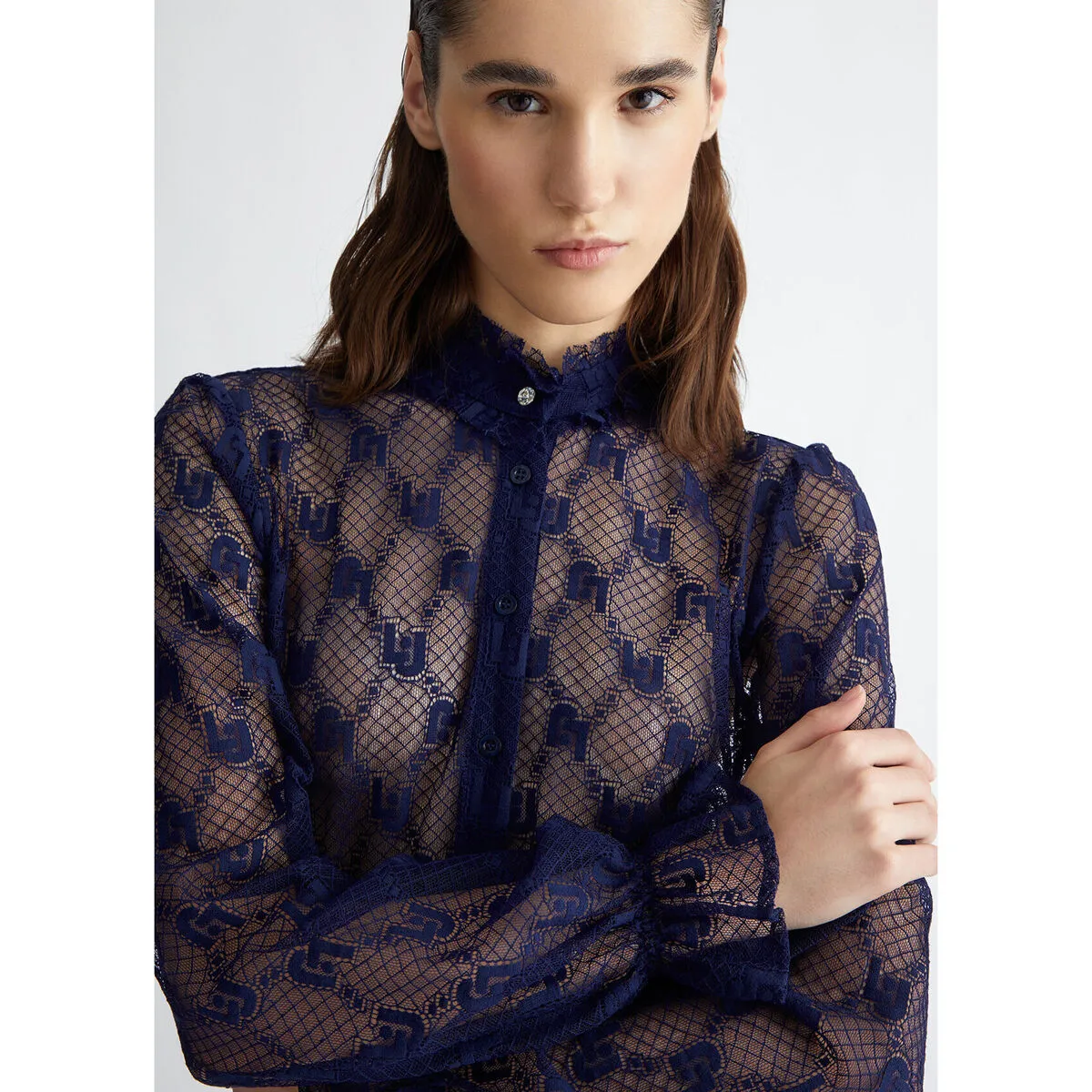 Camisa de encaje con logotipo