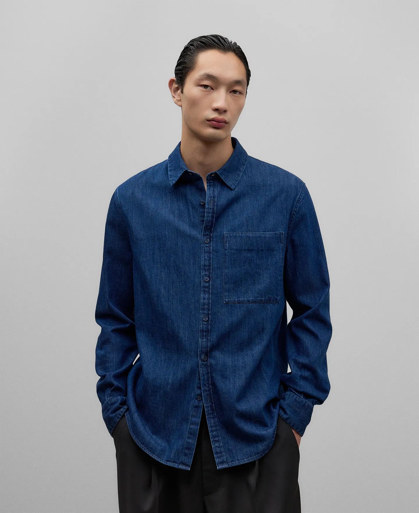 Camisa en denim de algodón hombre