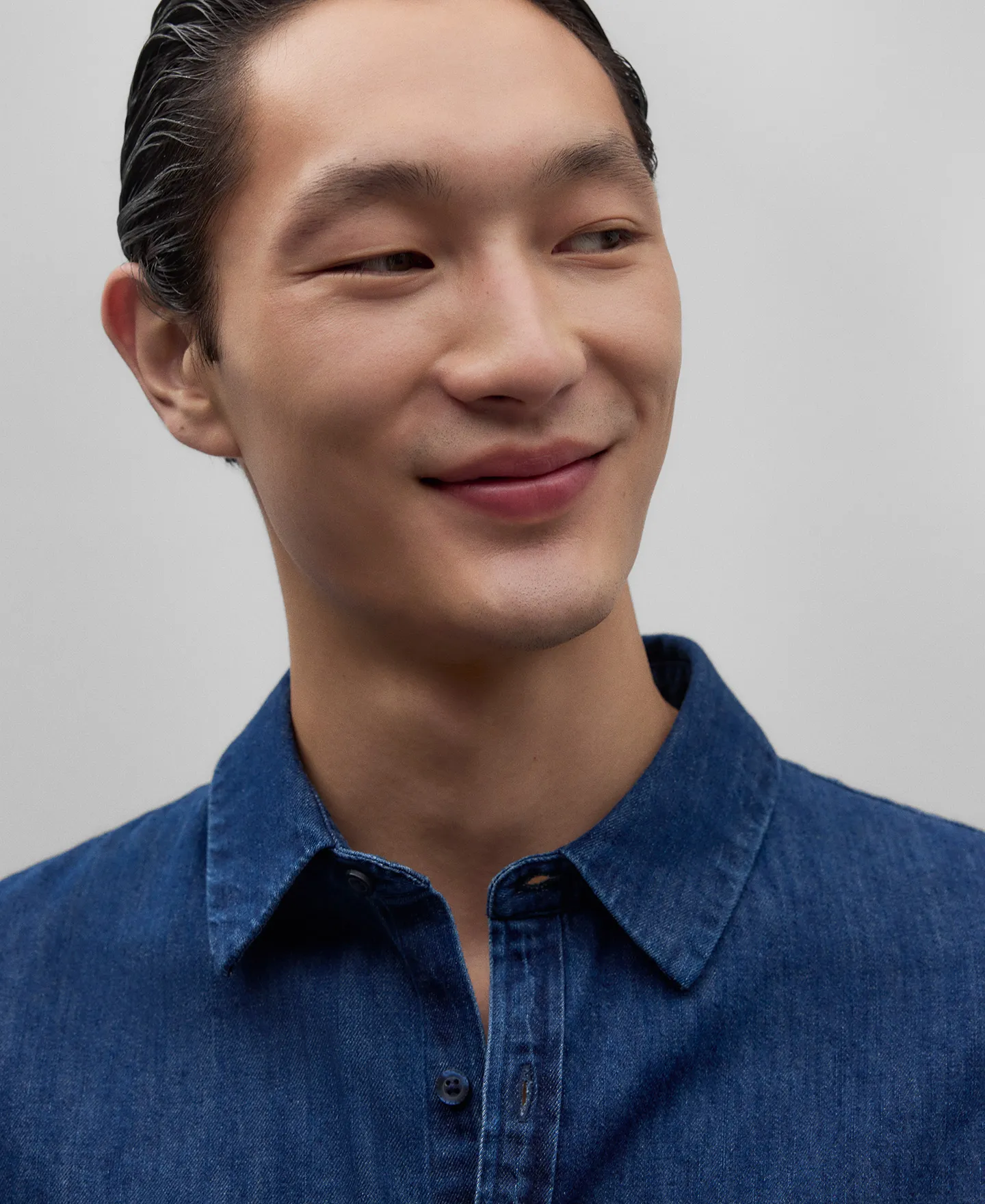 Camisa en denim de algodón hombre
