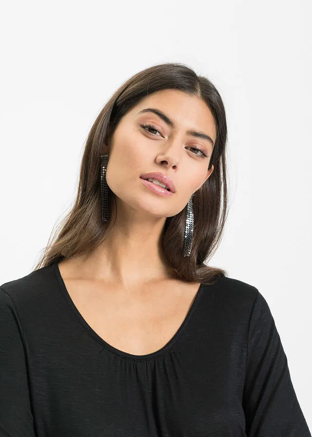 Camiseta con encaje Negro