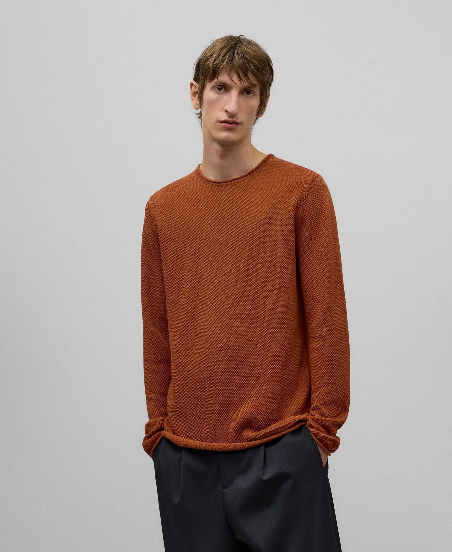 Camiseta estructurada manga larga hombre