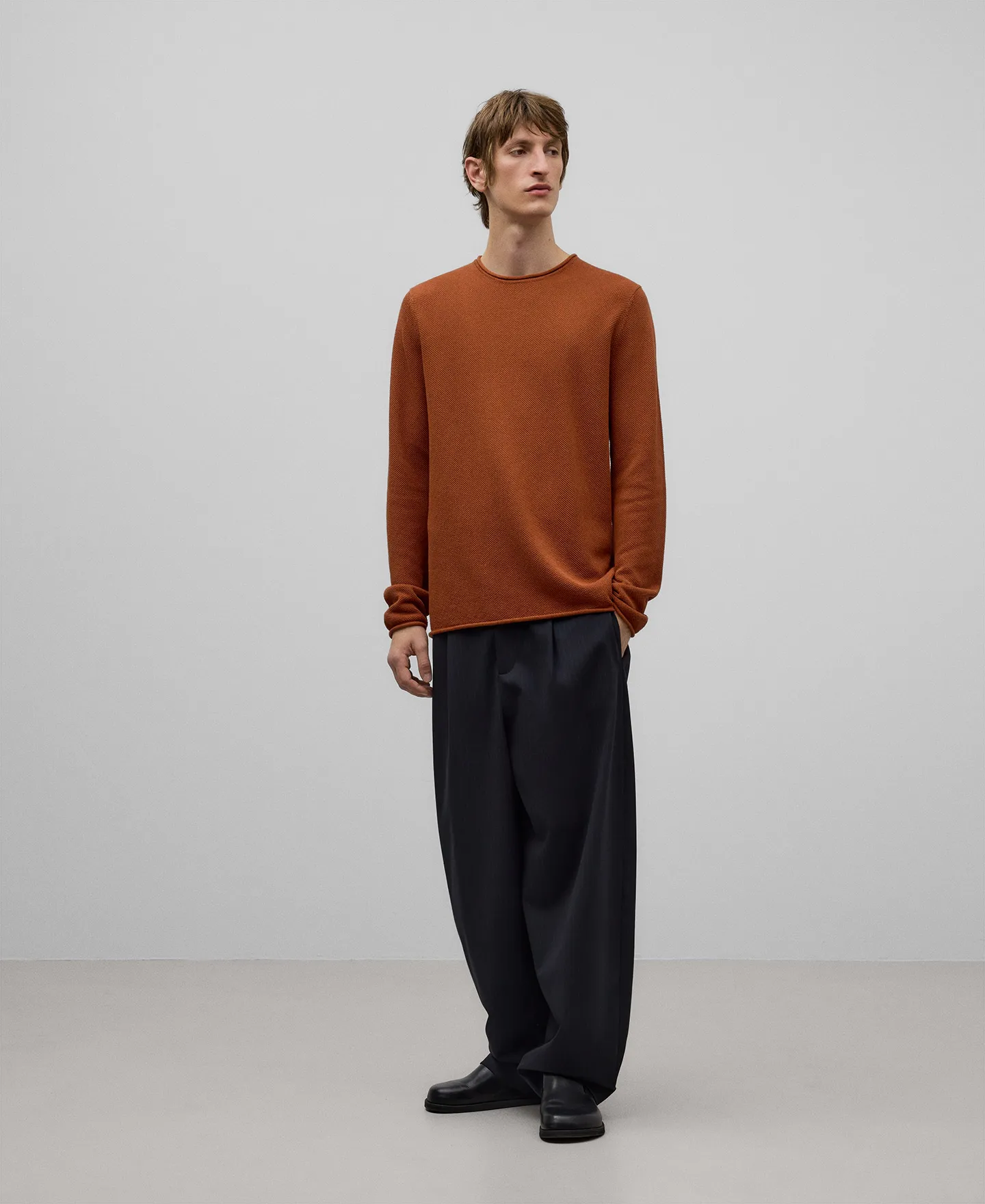 Camiseta estructurada manga larga hombre