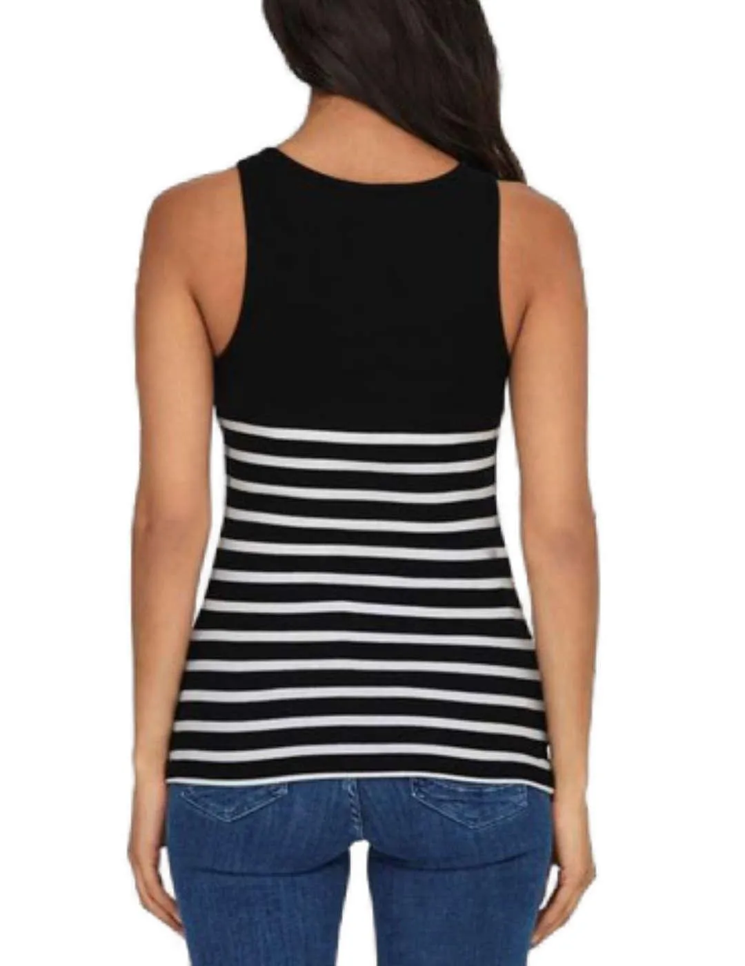 Camiseta Only Kenya negro raya blanca manga sisa de mujer
