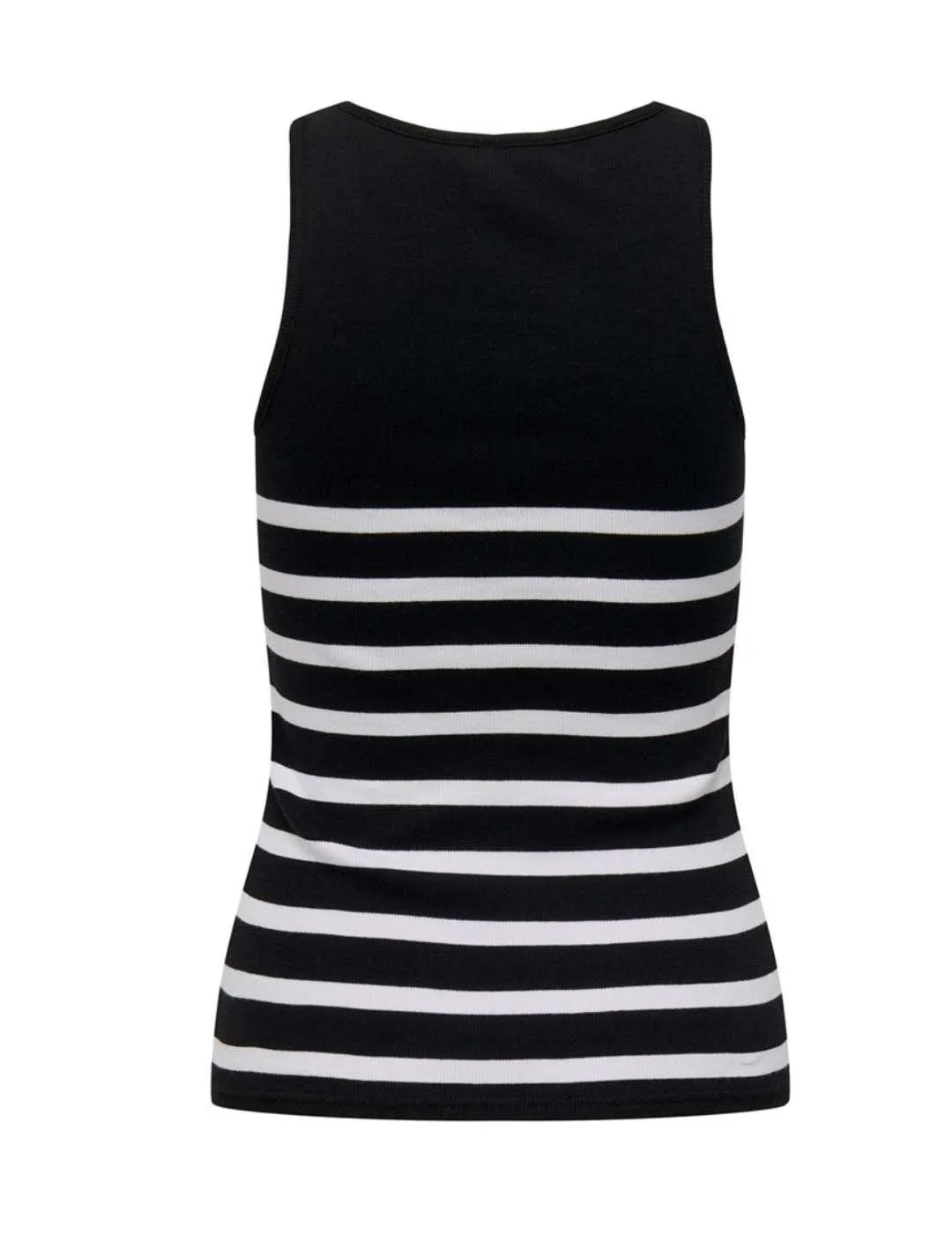 Camiseta Only Kenya negro raya blanca manga sisa de mujer