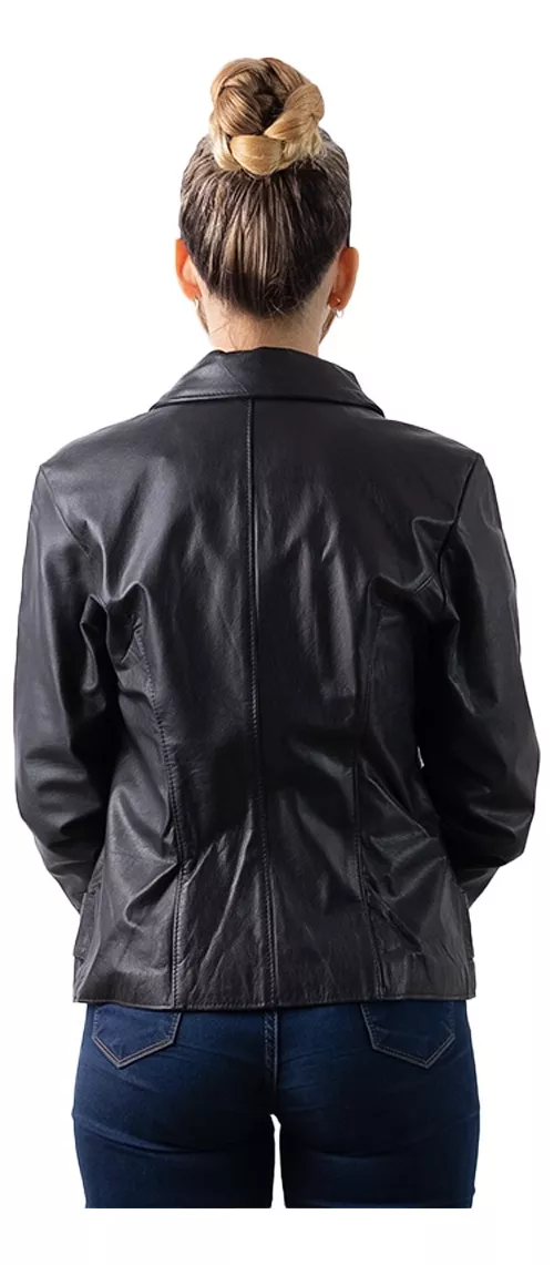CAMPERA CUERO VACUNO 100% DE MUJER ROJA CON CINTURóN  LUCRE