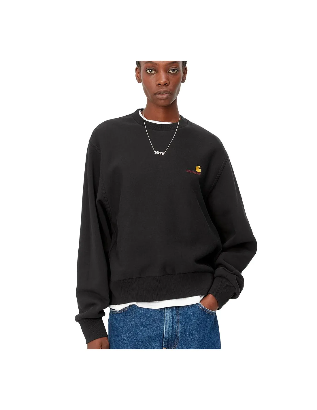 CARHARTT WIP W' AMERICAN SCRIPT SWEAT BLACK