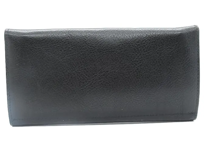 Cartera larga de cuero negro Il Bisonte 