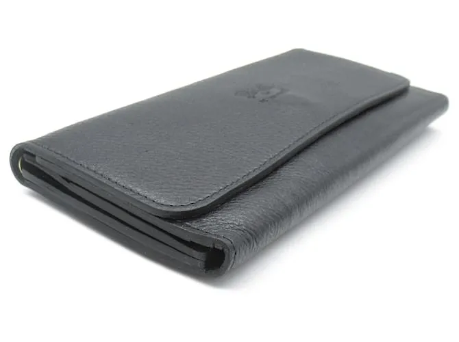 Cartera larga de cuero negro Il Bisonte 