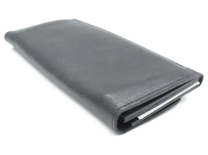 Cartera larga de cuero negro Il Bisonte 