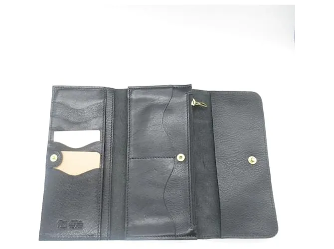 Cartera larga de cuero negro Il Bisonte 