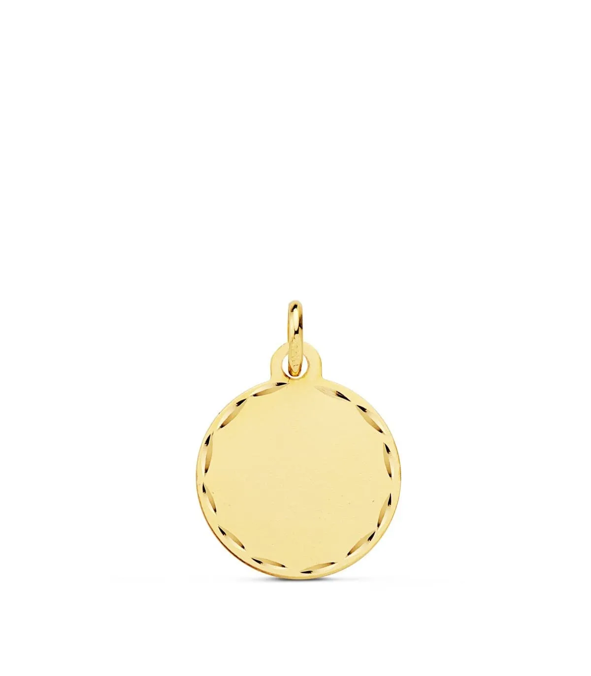 Chapa Redonda Oro 18K 14 MM Tallada