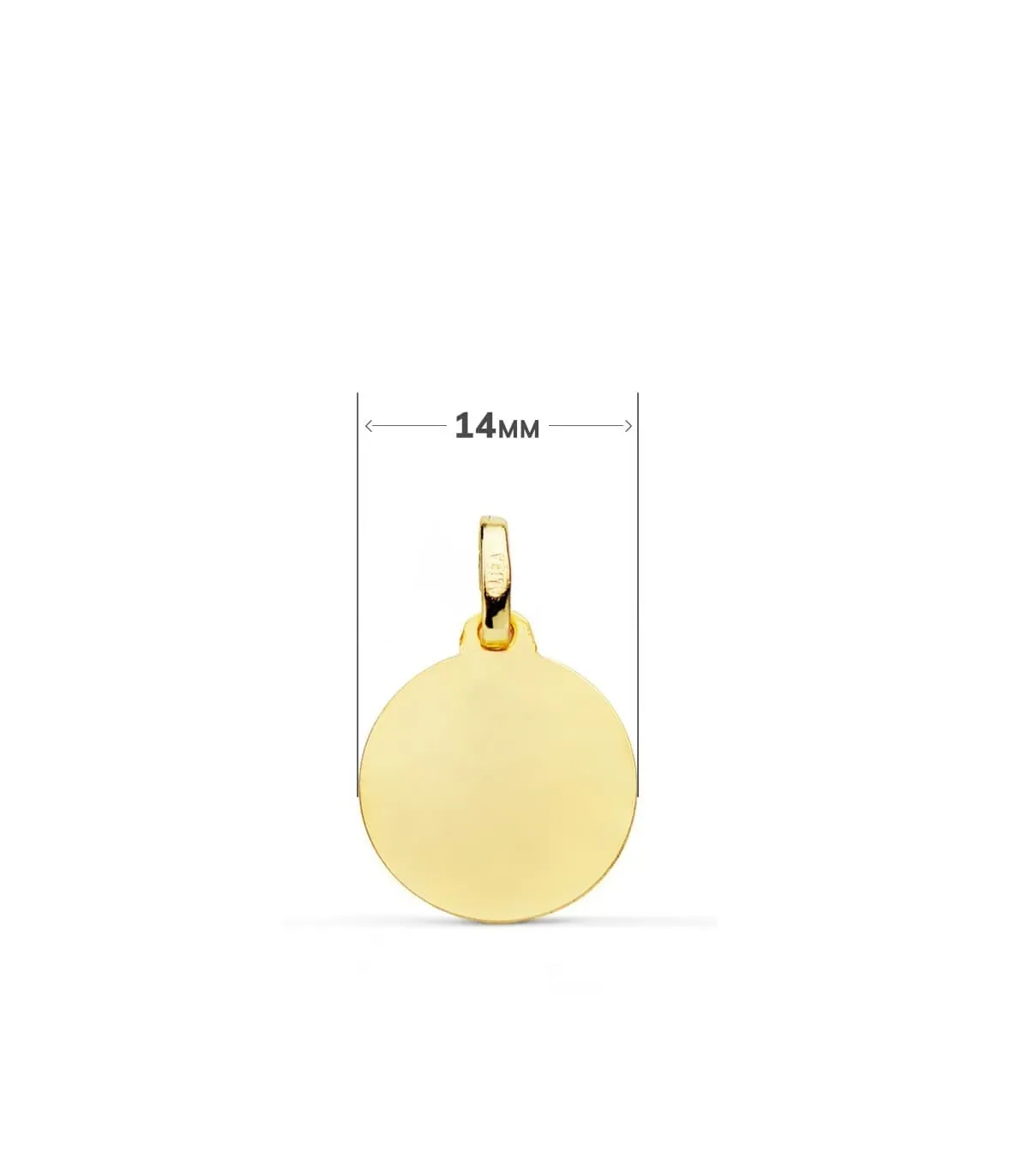 Chapa Redonda Oro 18K 14 MM Tallada