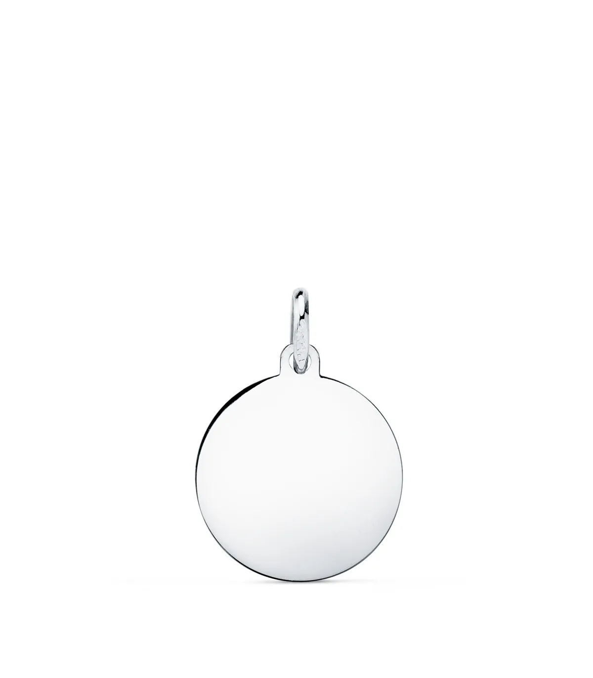 Chapa Redonda Oro Blanco 9K 16 mm Brillo