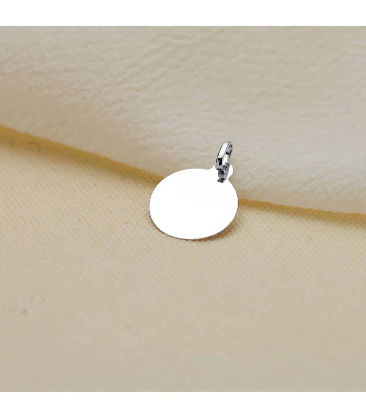 Chapa Redonda Oro Blanco 9K 16 mm Brillo