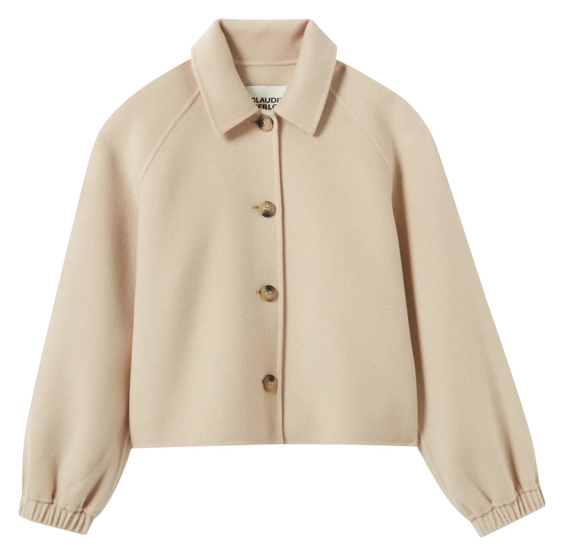 Chaqueta corta de mezcla de lana en beige