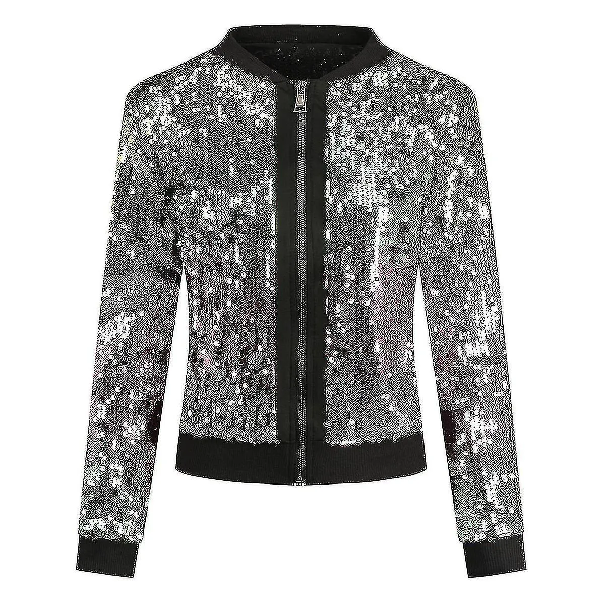 Chaqueta de estilo metálico multicolor Sequin Panel de mujeres